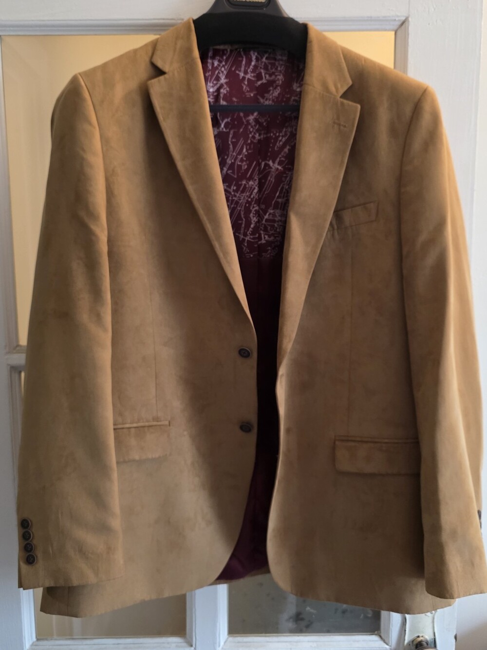 Men's Tan Suede Blazer - Smart Casual Tailored Jacket - Nautica 46 L